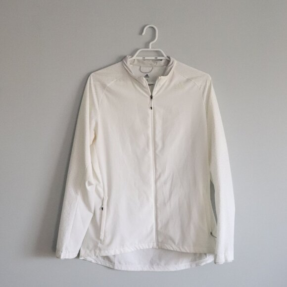 Adidas Womens Sz M White Energy Running Full Zip Sheer Activewear Light Jacket - Picture 1 of 13
